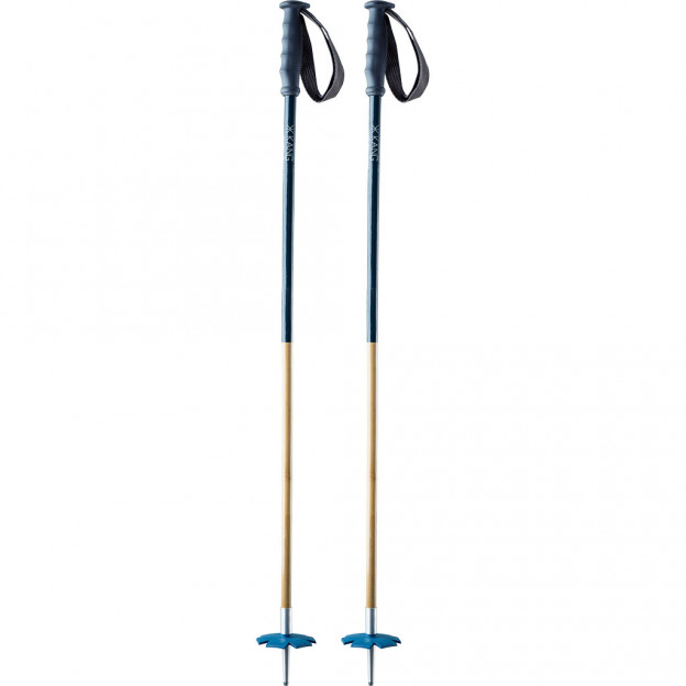 Kang Poles Bamboo / Grey handle / Grey strap / Blue shaft / 115 cm